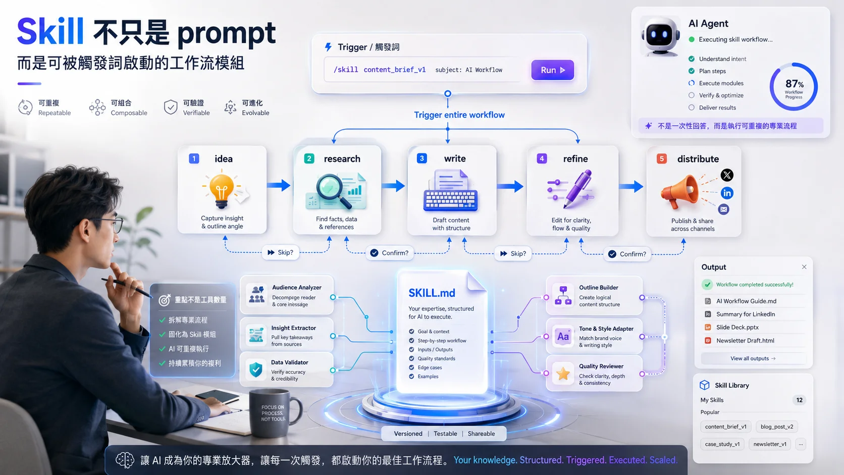 AI 時代真正拉開差距的，從來不是一問一答，而是建立內容產製系統