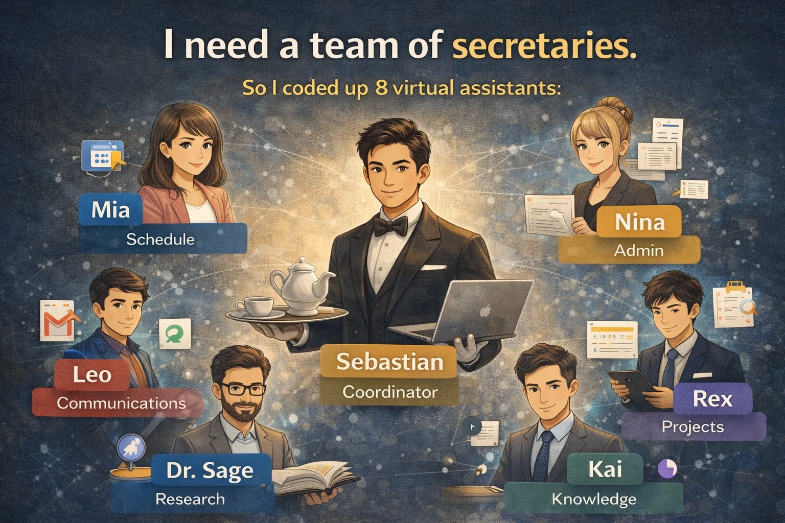 我用 Claude Code 幫自己組了一個 8 人秘書團隊