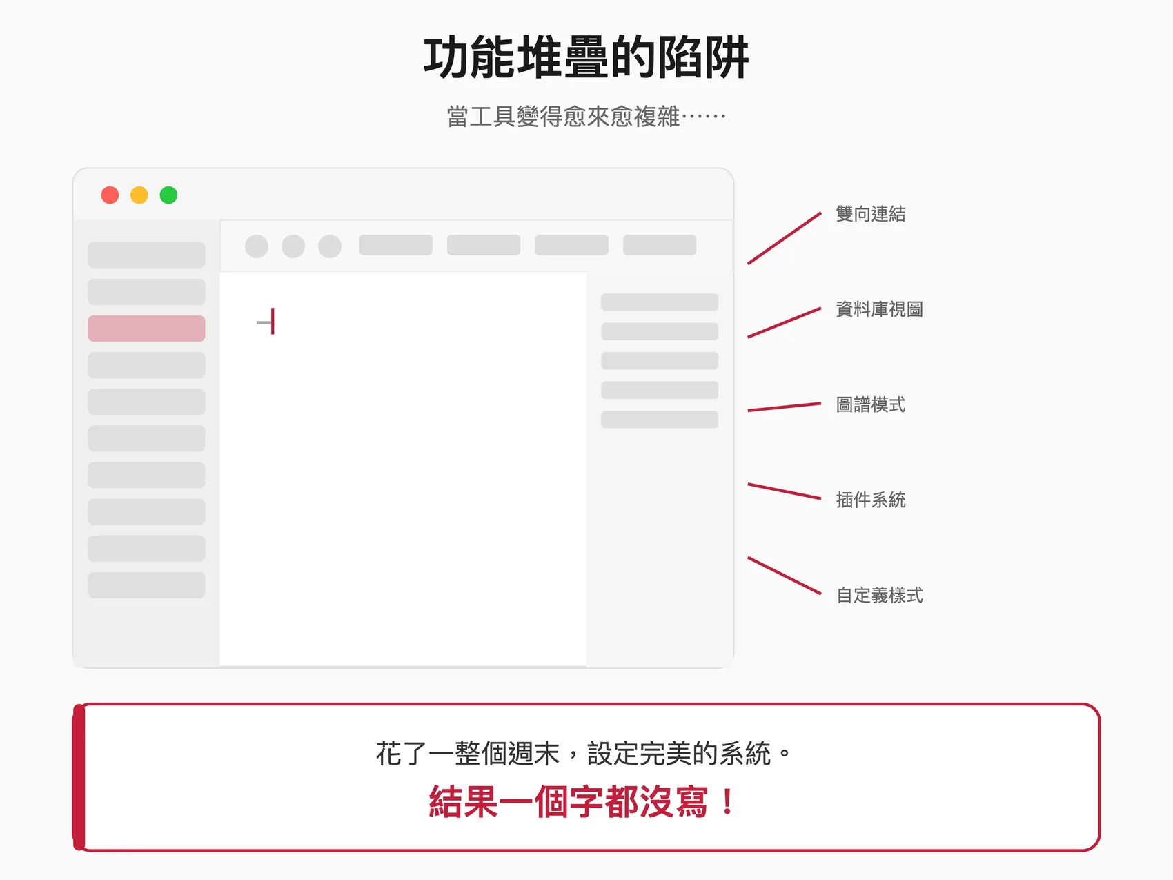 功能堆疊的陷阱:每個工具都想做到最多,卻讓使用者更加迷失