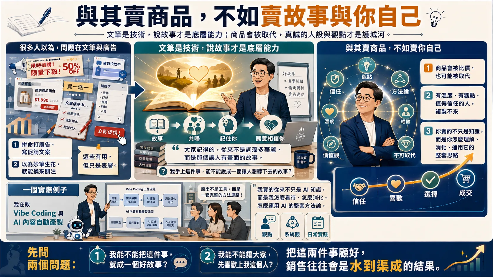 與其加強文筆，不如先學會說一個好故事：賣商品前，先學會賣你自己