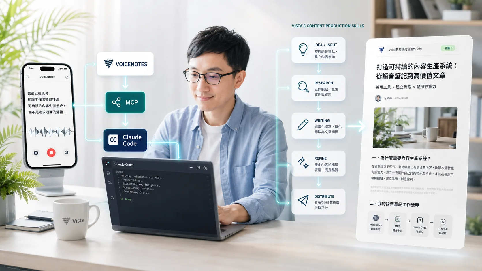 靈感不會等你：用 MCP 串接 Voicenotes 與內容產製 Skills，把語音變成文章的完整方法