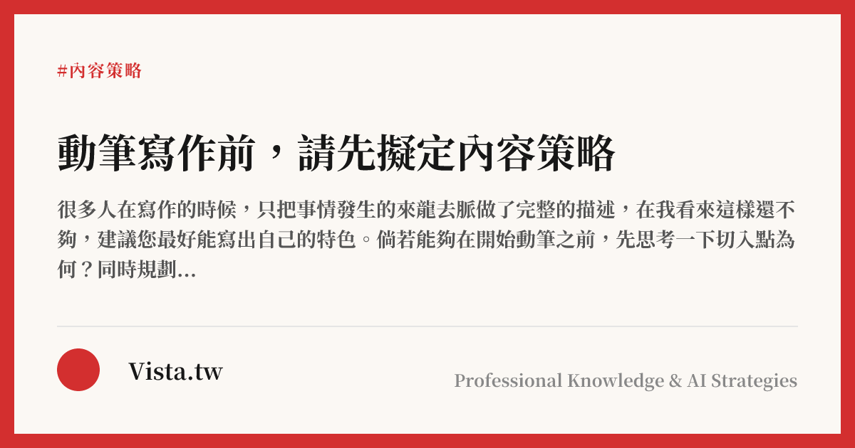動筆寫作前，請先擬定內容策略