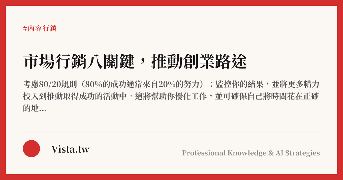 市場行銷八關鍵，推動創業路途
