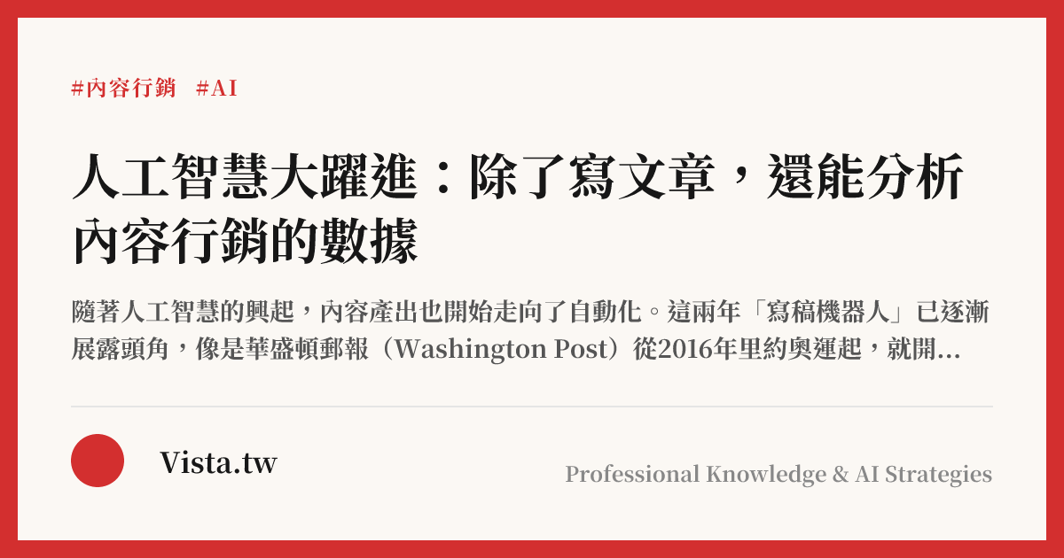 人工智慧大躍進：除了寫文章，還能分析內容行銷的數據