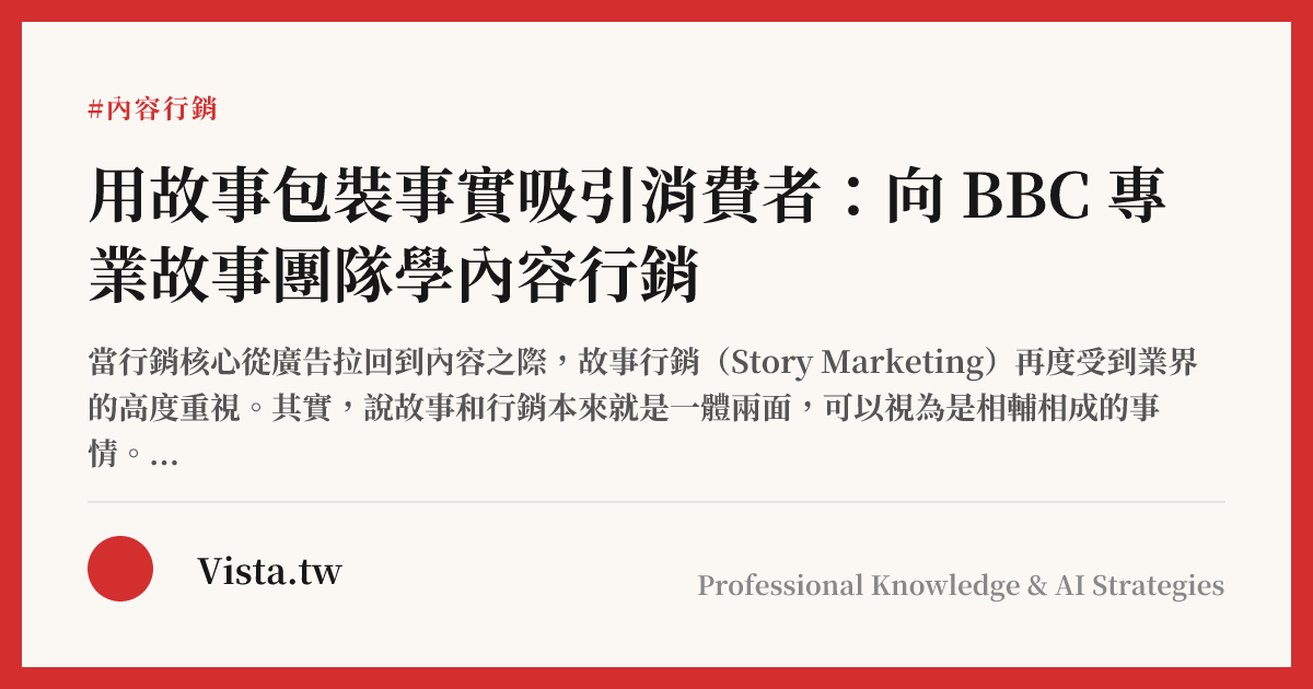 用故事包裝事實吸引消費者：向 BBC 專業故事團隊學內容行銷