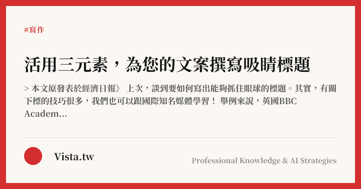 活用三元素，為您的文案撰寫吸睛標題